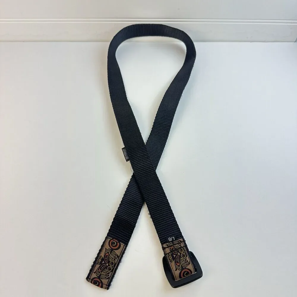 SilverFoot Webbing Outback Belt Native Pacific Tribal Print Brown Size L Sporty